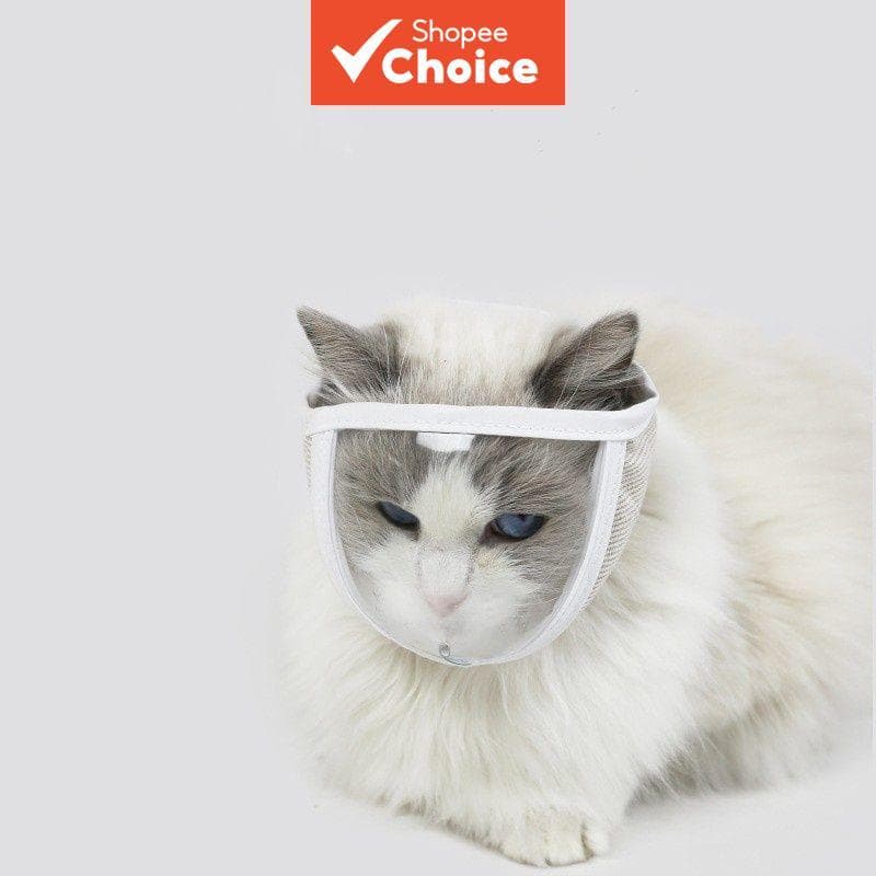 Focinho De Gato Respirável , Capa Transparente Para Boca , Máscara Anti-Morder , Ajustável , Pequeno/Médio , Branco