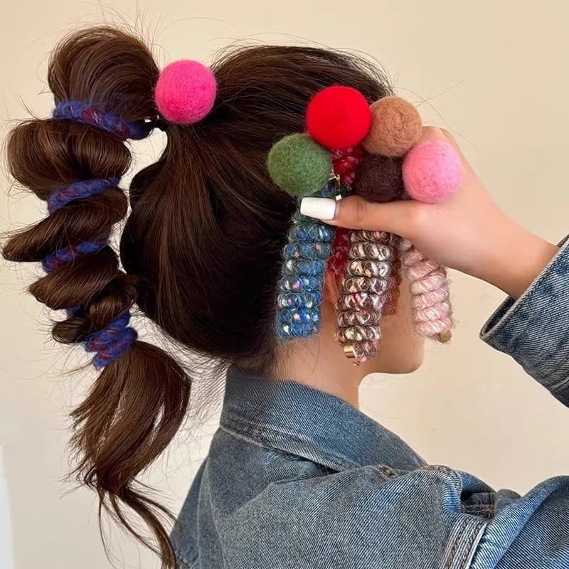Linha telefônica de lã vermelha anel de cabelo feminino 2025 novo estilo outono inverno bonito trançado cabeça de cabelo