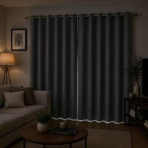 Cortina Blackout Pelicula Ilhos Bloqueio Luz Eficiente 280x250 Cinza Moderna
