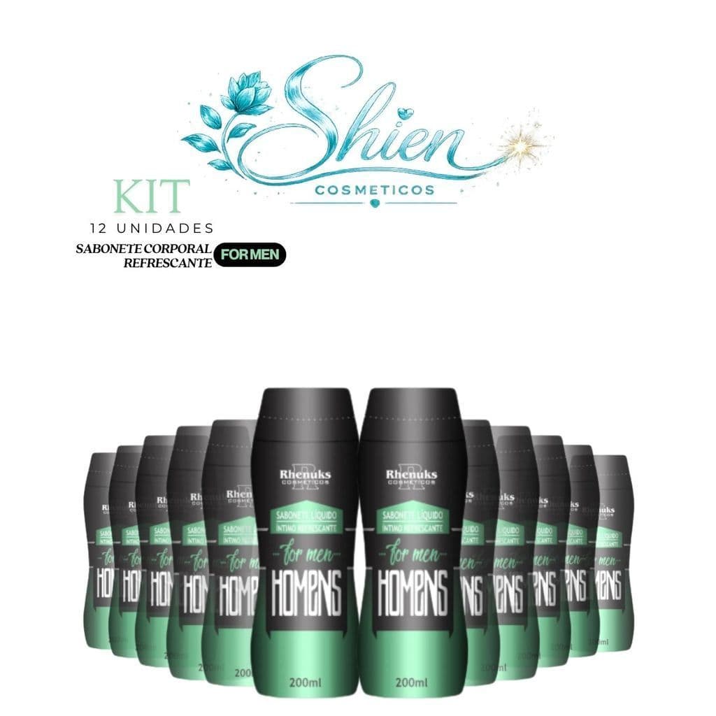 Kit 12 Unidades Sabonete Líquido Íntimo Refrescante For Men 200Ml Rhenuks (Afilhado)