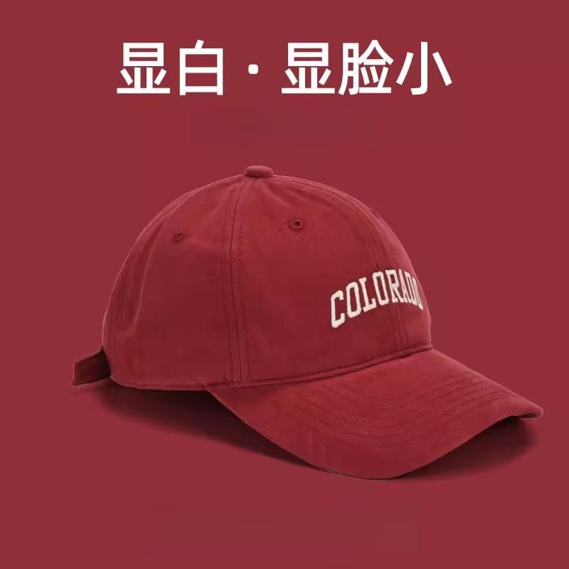 Boné de beisebol vermelho feminino 2026 novo estilo primavera outono boné de pico chapéu masculino estilo americano pequ