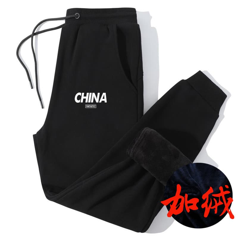 Calças esportivas masculinas de algodão puro forro de lã engrossado solto tamanho grande calças casuais masculinas calça
