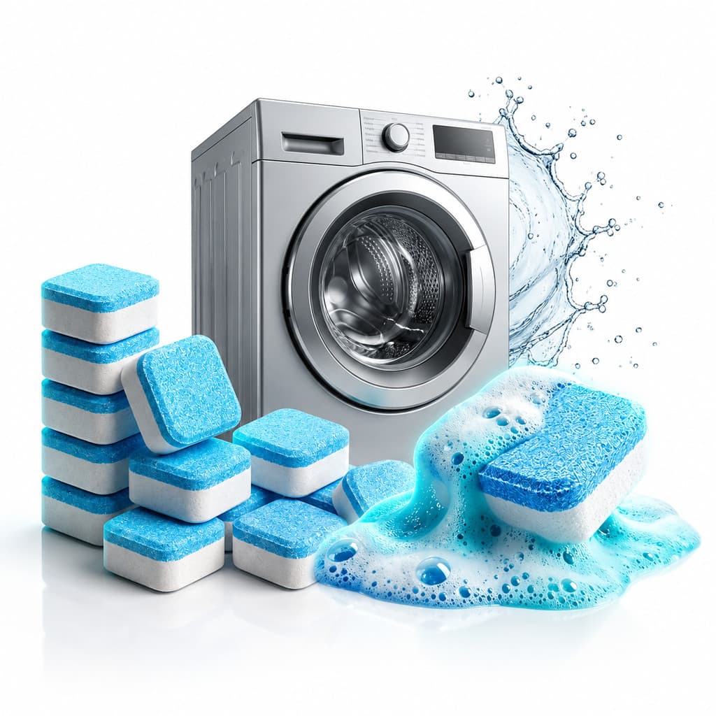 12 Un Pastilha Efervescente De Limpeza Profunda Interna Para Maquina Tambor Lava E Seca Tabletes Remove Sujeira Odores