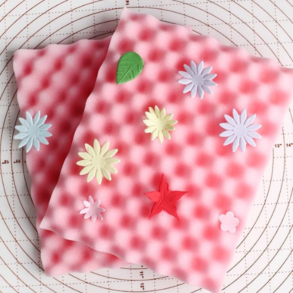KALAIEN 2 peças de tapetes de esponja ondulada para flores de argila, bandeja de secagem de flores de fondant, tapete de