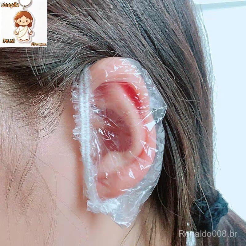 100 Pçs Descartável Capa De Ouvido Protetor Para Tingimento De Cabelo Toucas Banho Chuveiro Earmuffs Ferramentas Cabelei