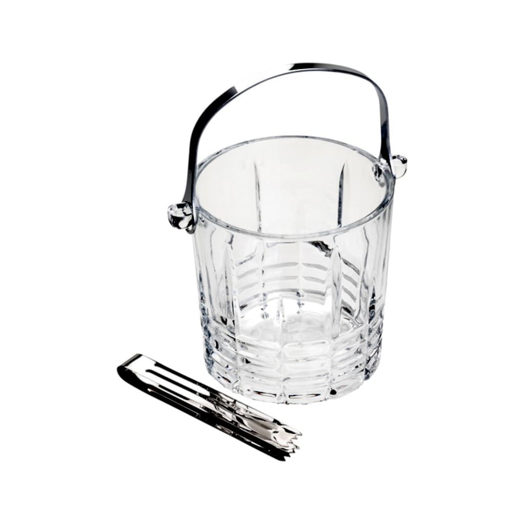 Balde Para Gelo Cristal Transparente Wolff Grego Com Pegador E Alça Sofisticação Para Receber Amigos