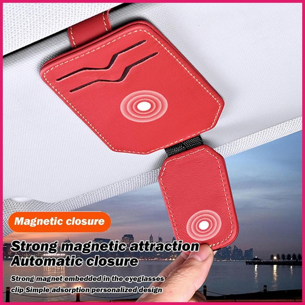 Suporte De Óculos De Sol Para Viseira De Carro , Clipe De Couro Magnético , Acessórios Interiores Automotivos , E Bilhet