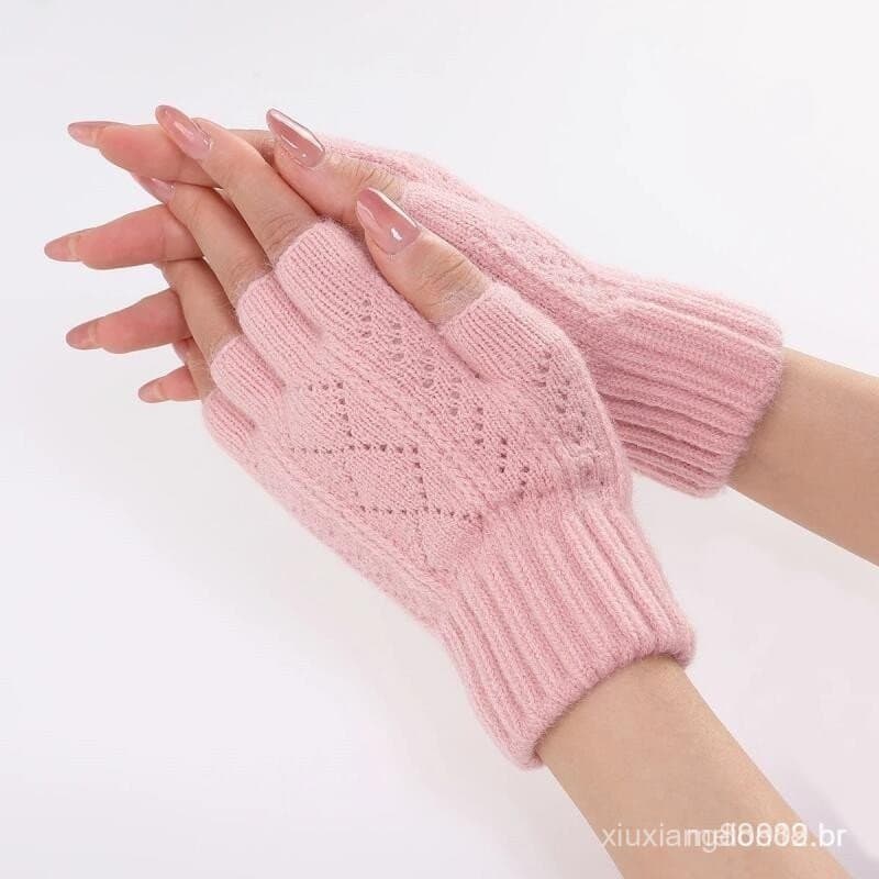 Luvas de inverno para meninas, sem dedos, em cores vibrantes, de malha quente, não inclui aquecedores de mão YR6R
