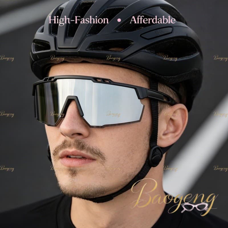 (BAOGENG) Nova Chegada Estilo Esportivo Ao Ar Livre Corrida Ciclismo Aero Lente De Uma Peça Unissex Óculos De Sol Para D
