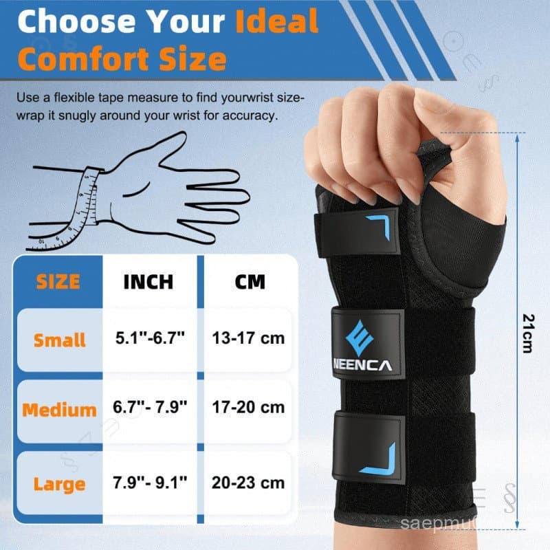 Suporte de Pulso NEENCA para Túnel Cárpico com Alça Ajustável para Uso Noturno, com Tala de Pulso, Suporte para Mão e Pu