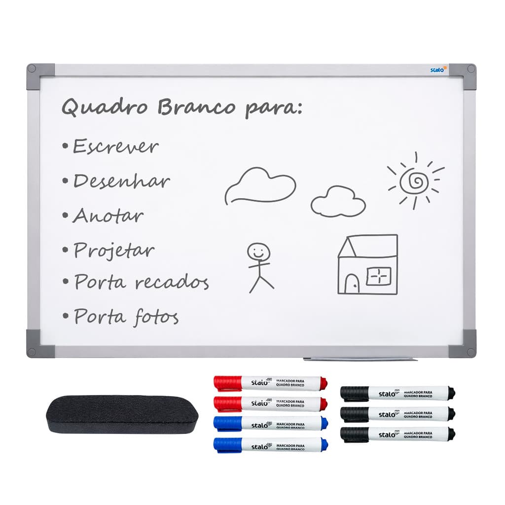 Lousa Quadro Branco 40x60 com Apagador + 7 Canetas