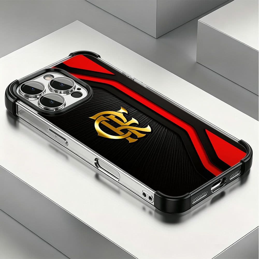 Cantos Anti Impacto Capa Capinha Para Iphone 16 15 14 Plus 13 12 11 Pro Max Logotipo Normal Do Flamengo