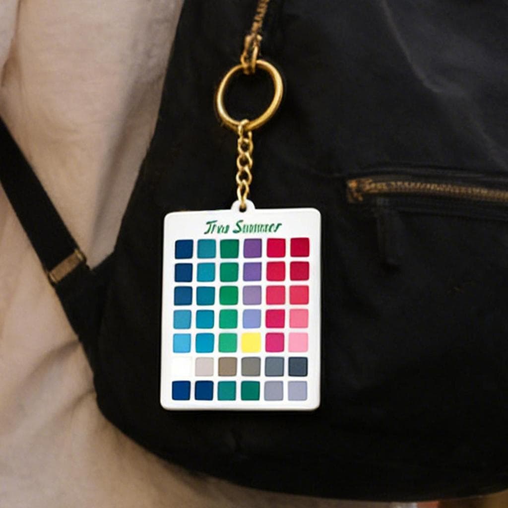 Chaveiro De Bolsa De Moda Com Pingente De Paleta De Análise De Cores , Cartão De Referência De Correspondência Sazonais