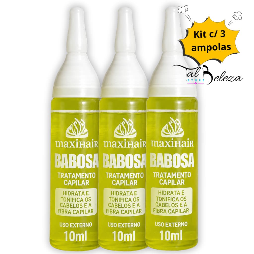 Kit C/ 3 Ampolas Babosa Maxihair 10ml tratamento capilar