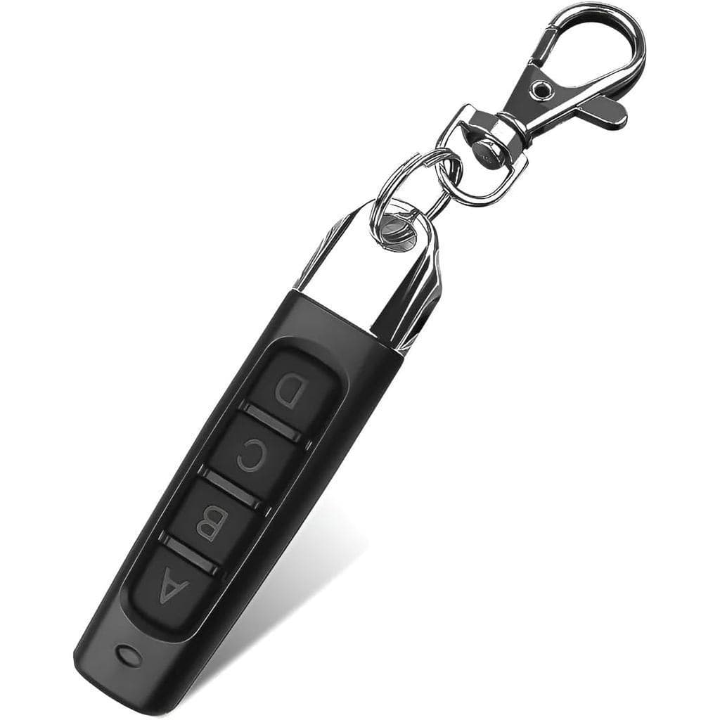Controle Remoto Universal 4 Botões 433MHz, Portão Eletrônico Garagem Alarme Lojas, Preto com Chaveiro