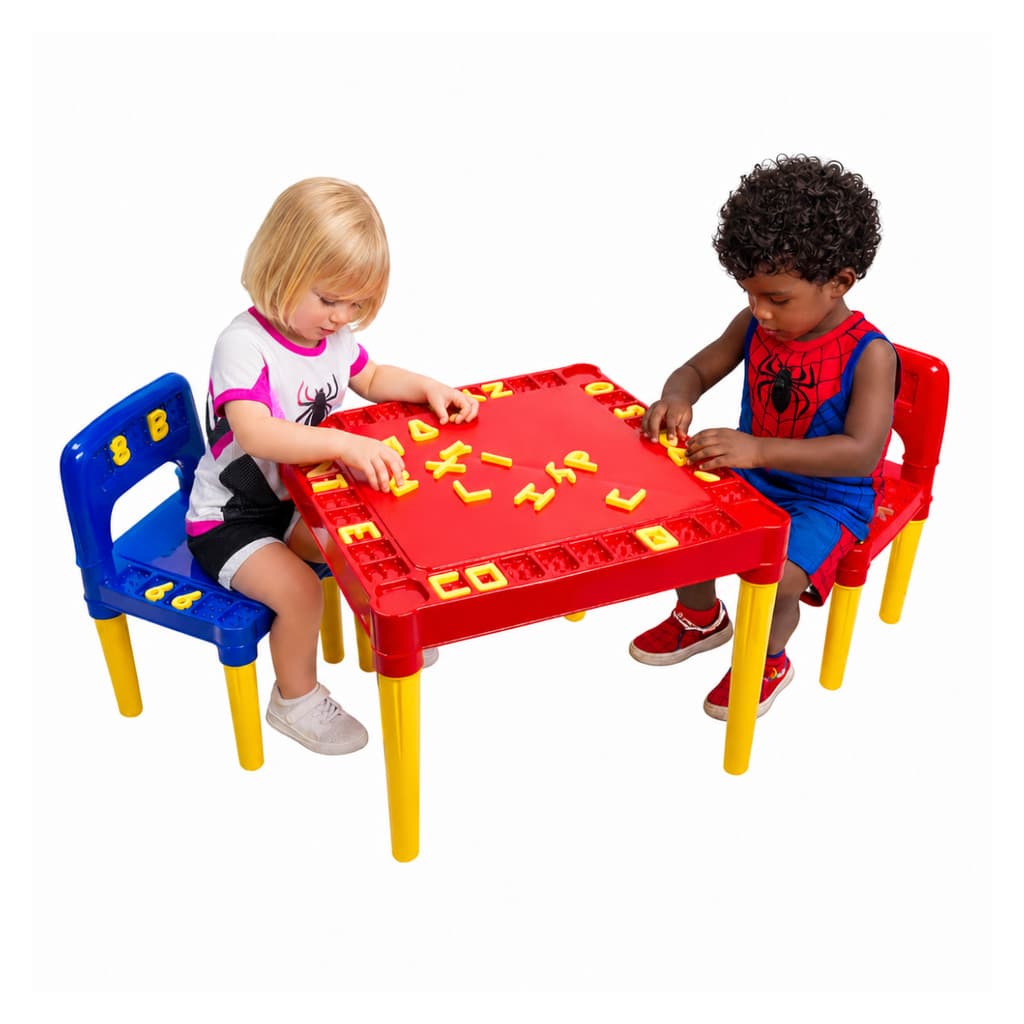 Mesinha Didática Com 2 Cadeira Letras E Números Educativa Interativa