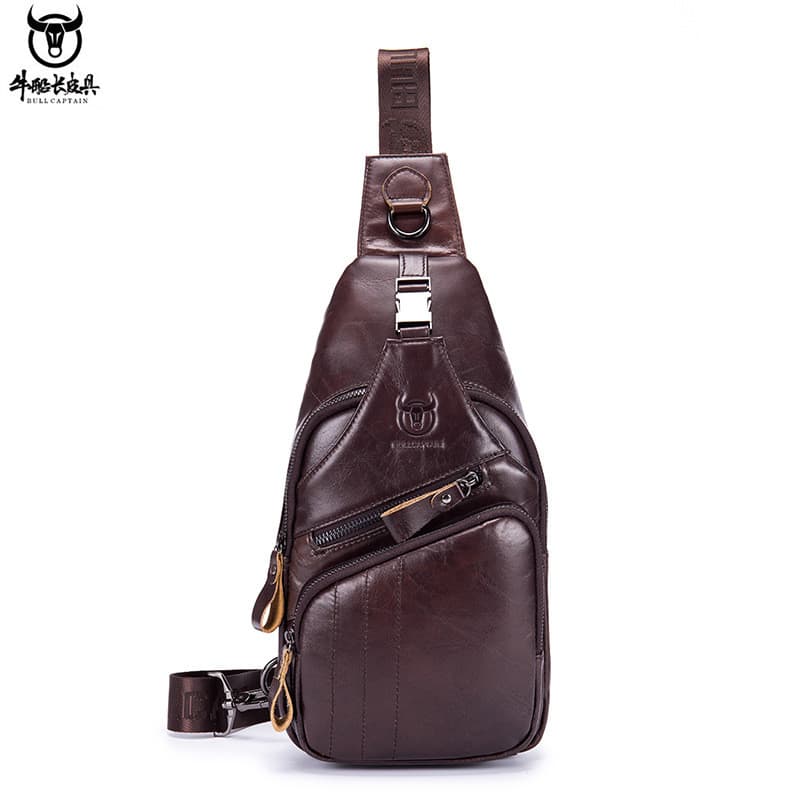 Homens esportes Casual saco de couro genuíno ombro mensageiro saco primeira camada de couro masculino saco peito couro g