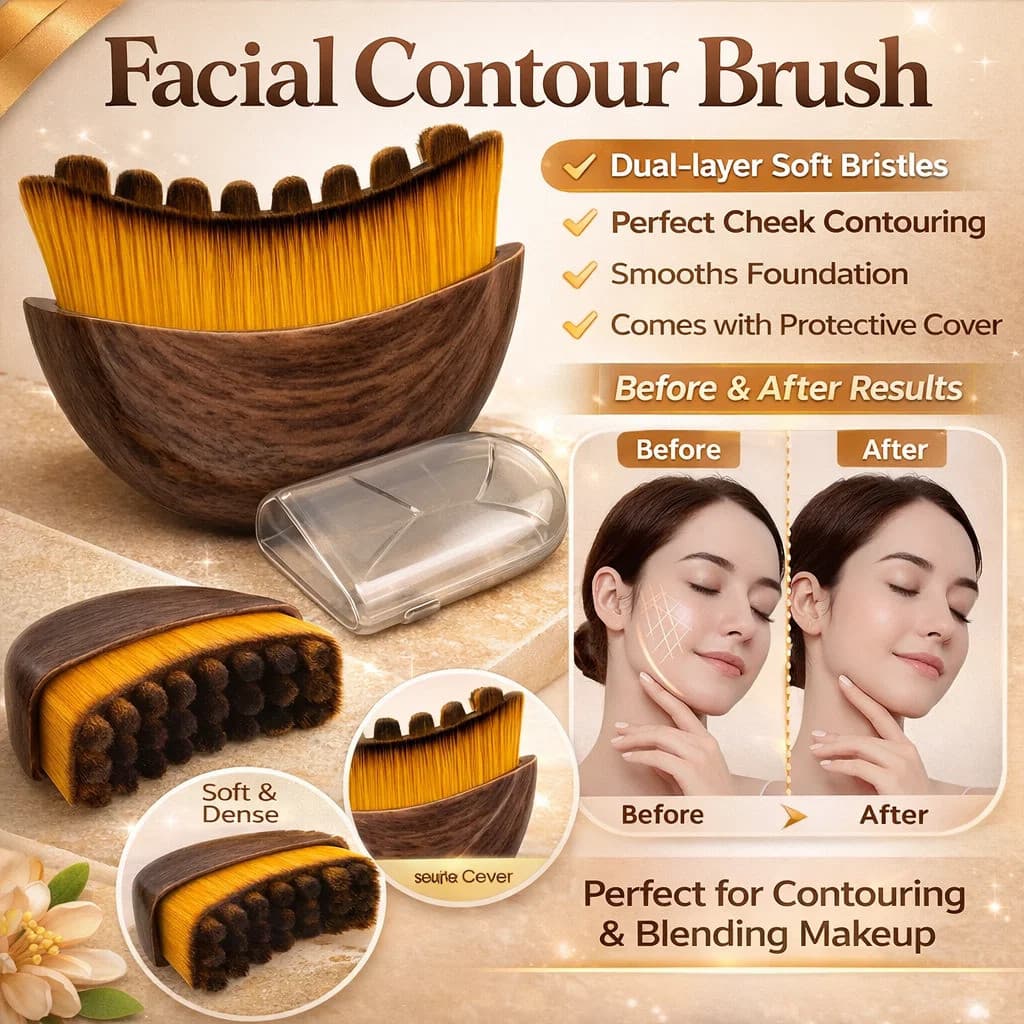 【Escova Multifuncional】[Melhore a Pele] Face Contour Brush/Escova de Massagem/Escova Facial/Para Rosto e Pescoço