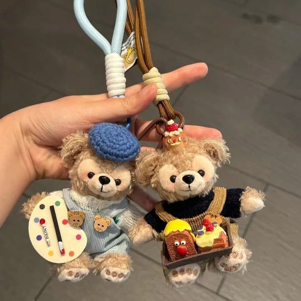 Pingente de Urso Duffy de Pelúcia da Disney, Boneca Shelly, Decoração de Embalagem de Livro, Chaveiro Fofo, Pingente Cri