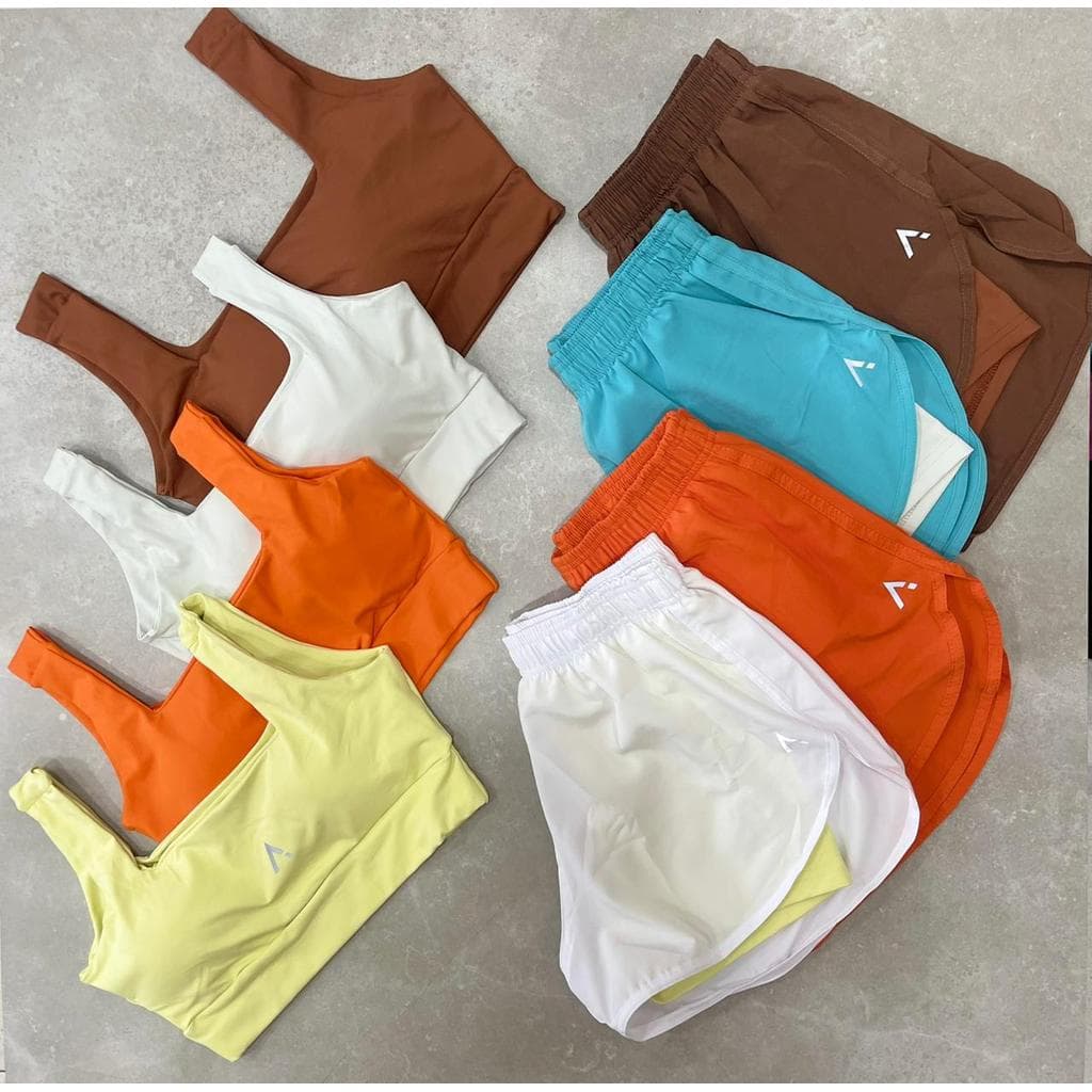 Conjunto Short Duplo Tactel Actie  Aurora Poliamida Fitness Academia Treinos esportivo