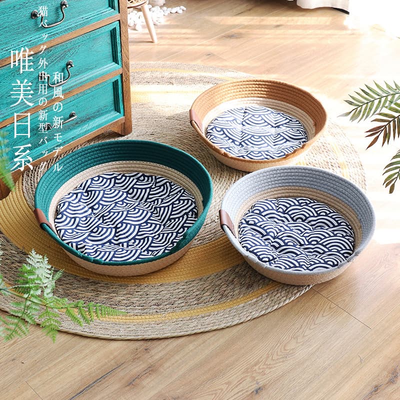 Japonês Rattan maca de gato verão respirável quatro estações Universal gato tecido maca pequeno cão Pomeranian canil Pet