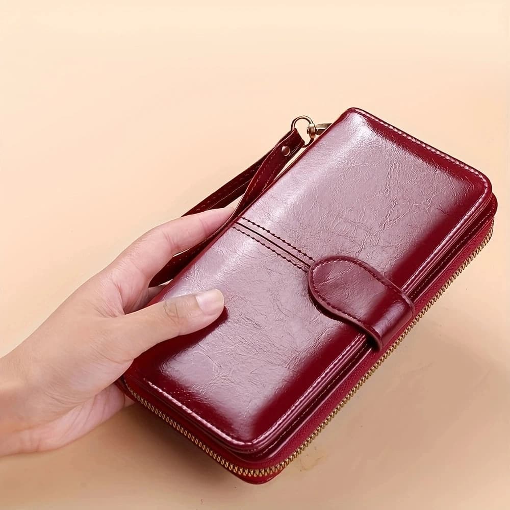 Carteira feminina mais vendida, carteira de couro com corrente vermelha, carteira feminina com porta-moedas, bolsa de mã