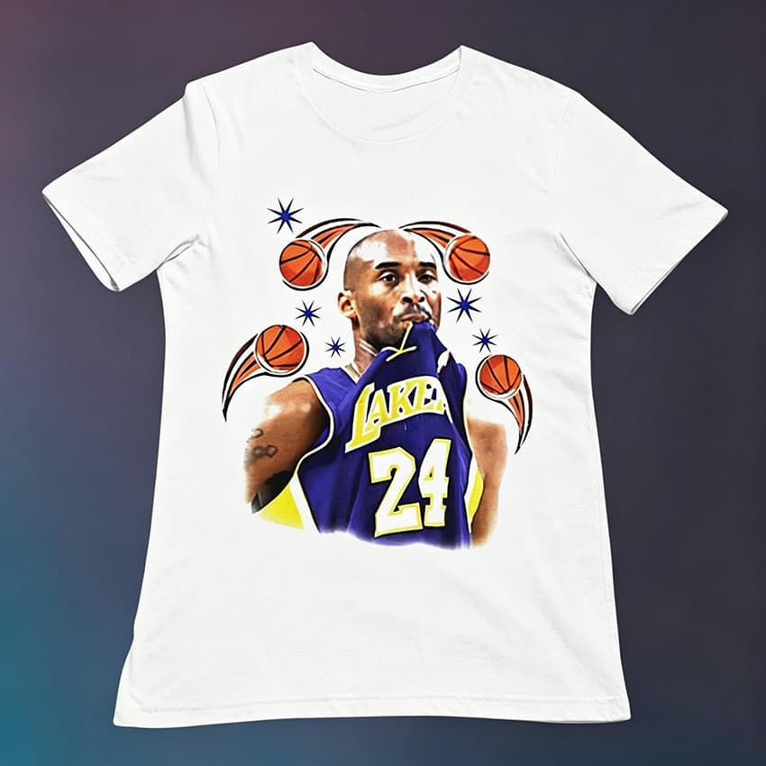 Camiseta Masculina Feminina Oversized Estampa Kobe Bryant 24 Lakers Bolas de Basquete Estrelas T-shirt Streetwear