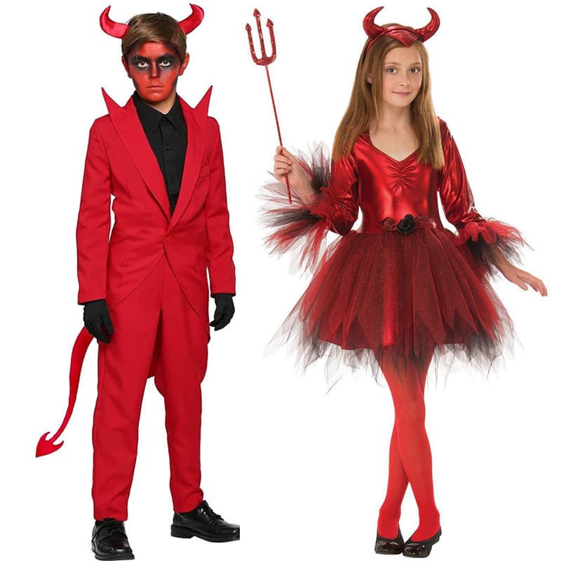 Novas crianças pequeno diabo cosplay traje Halloween pequeno monstro diabo satanás cosplay traje do jardim de infância