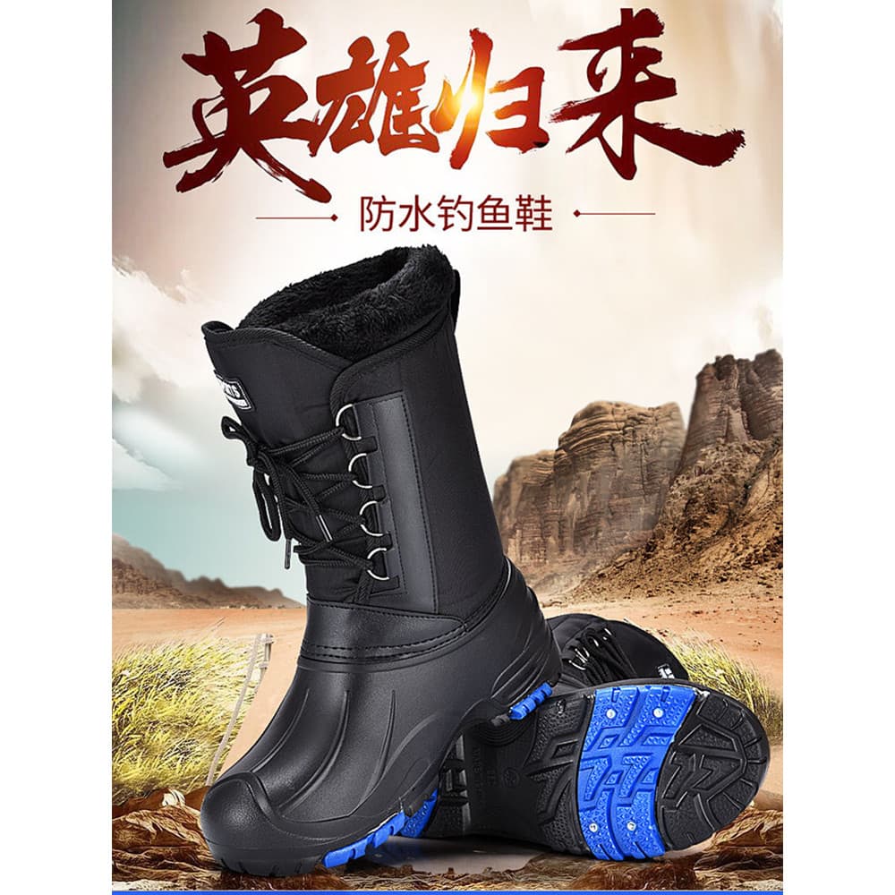 Novos sapatos de pesca à prova dwaterproof água dos homens inverno quente botas de neve com picos Anti-deslizamento sapa