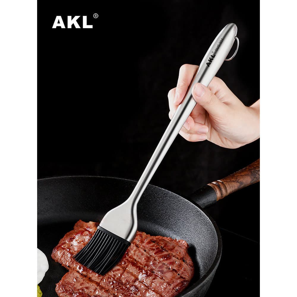 304 escova de óleo de qualidade alimentar de aço inoxidável cozinha panqueca escova de Silicone escova de churrasco resi