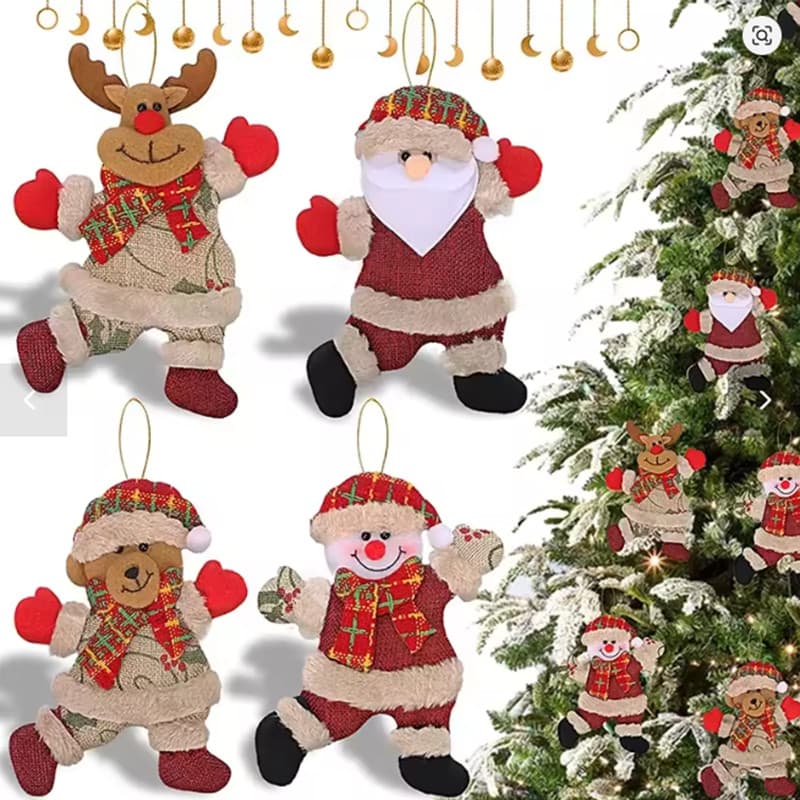 4 Pçs Papai Noel Boneco De Neve Rena Pingente Árvore De Natal Ornamento Pendurado Decoração De Casa De Férias