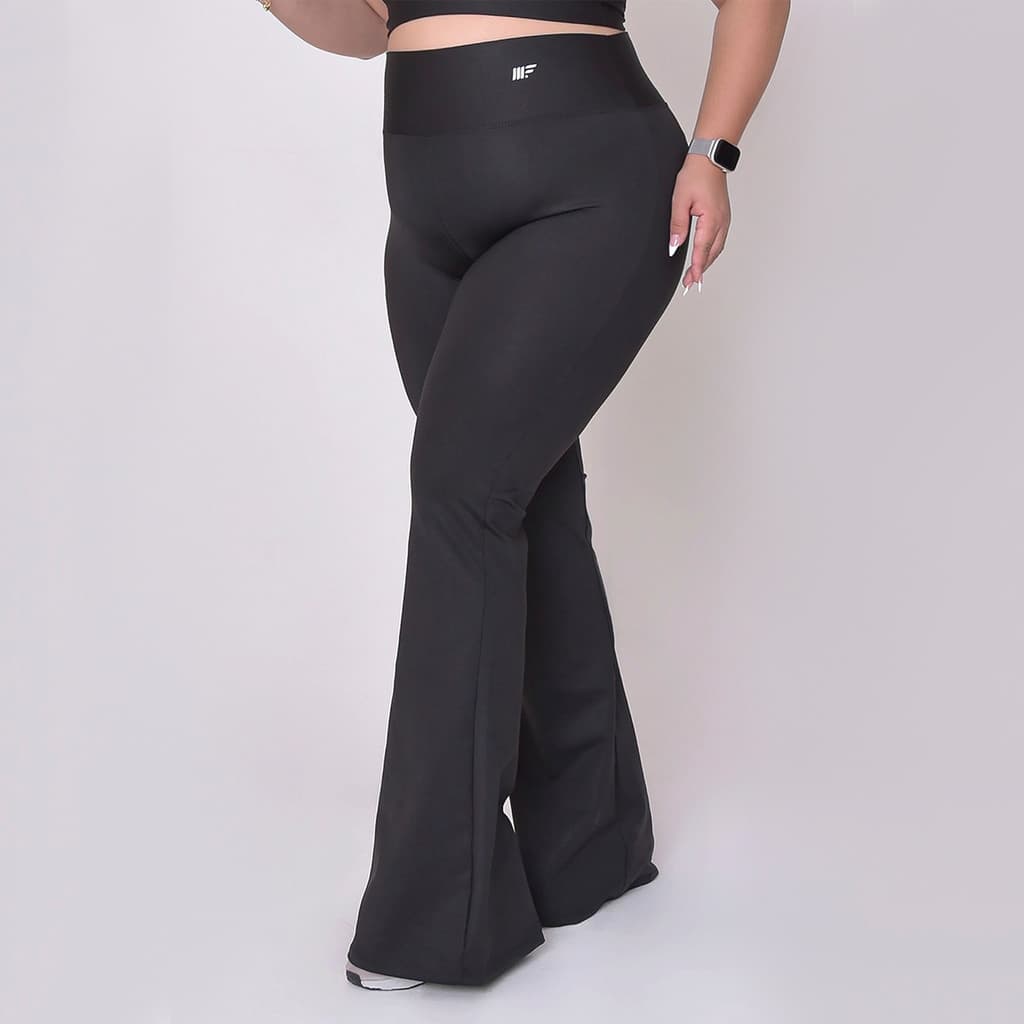 Calça Legging Flare Bailarina Boca de Sino Cintura Alta Suplex Fitness