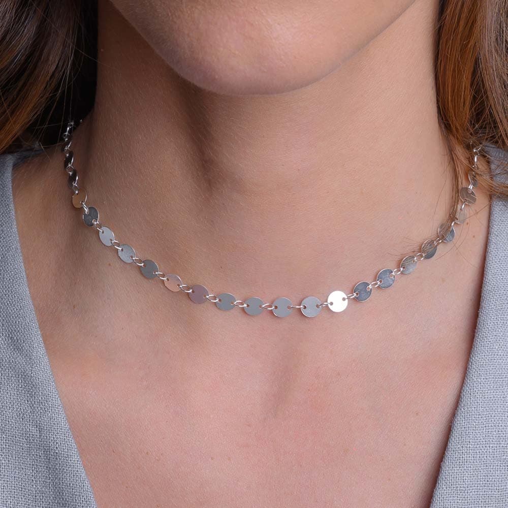 Choker Medalhas Redondas com Banho em Prata 925
