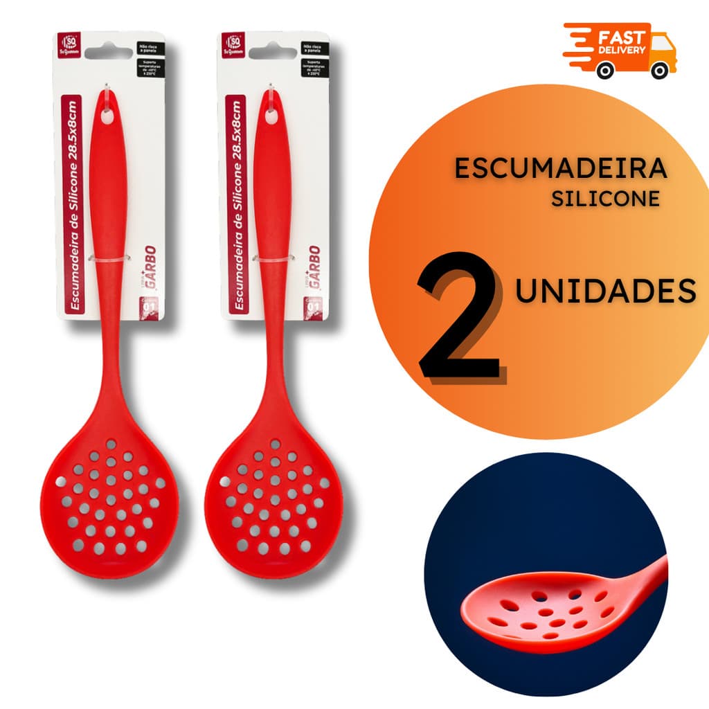 Kit de Escumadeira Silicone Escumadeiras Cozinha Restaurante Buffet - Não Risca Panela