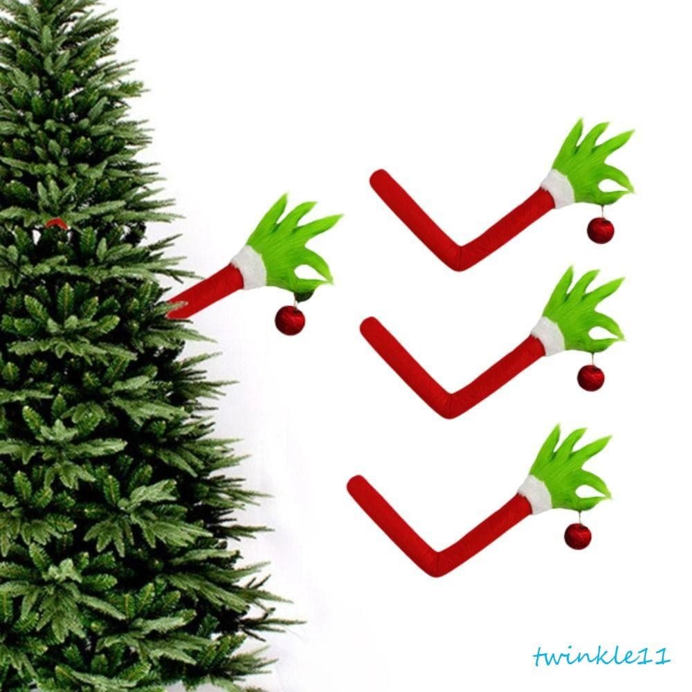 Ornamento De Braço De Elfo De Árvore De Natal TWINKLE , Topper Pele Verde Grinch , Grande De Pelúcia