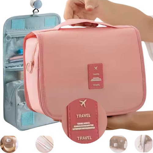 Necessaire Bolsa de Viagem Organizadora Higiene Pessoal Maquiagem Divisória com Gancho Cabide