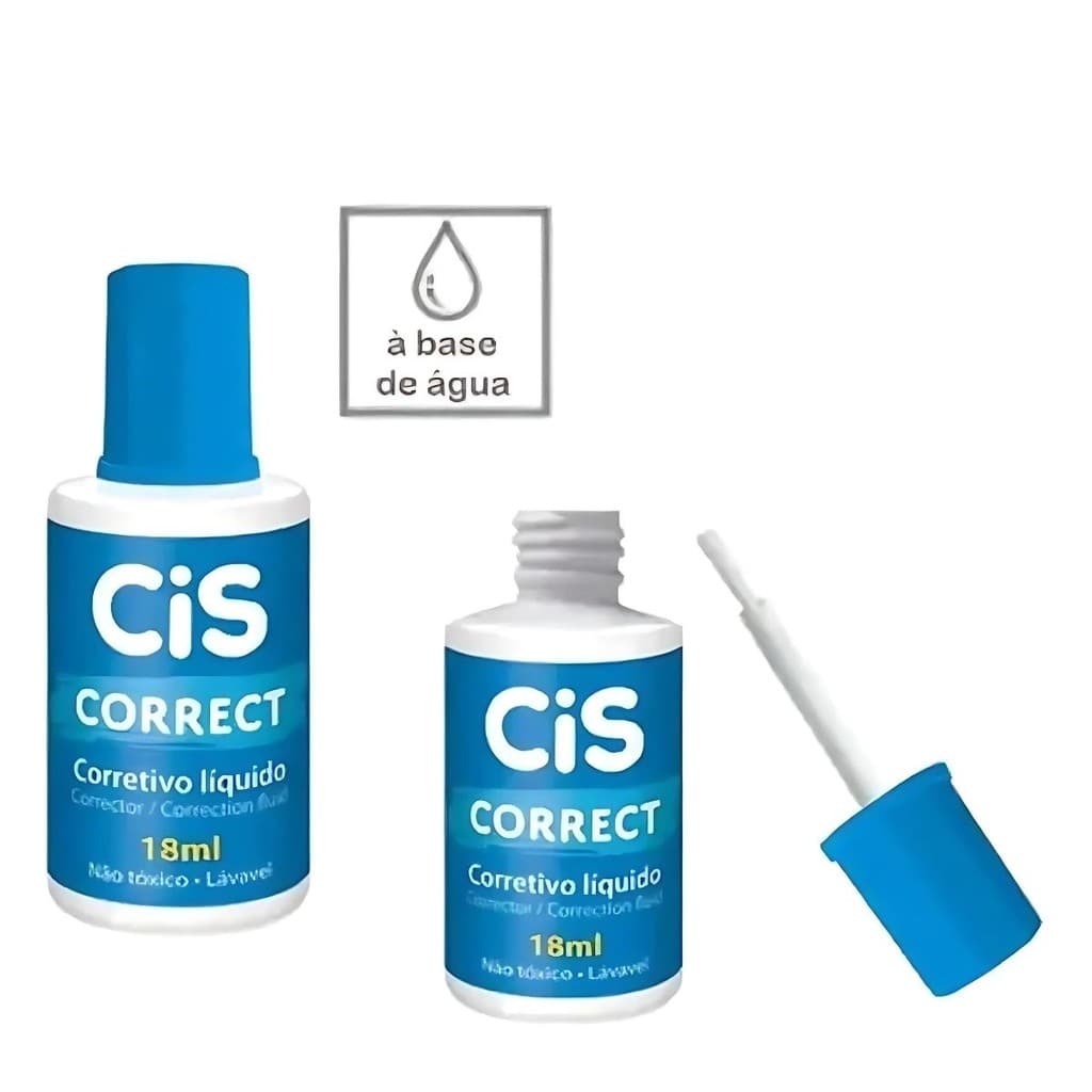 CORRETIVO LIQUIDO PÍNCEL ERROREX BRANCO CIS CORRECT 18ML UNITÁRIO SECAGEM RÁPIDA À BASE DE ÁGUA