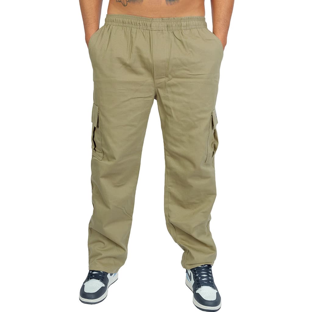 Calça Cargo Compton Sarja Pesada Reta Caqui