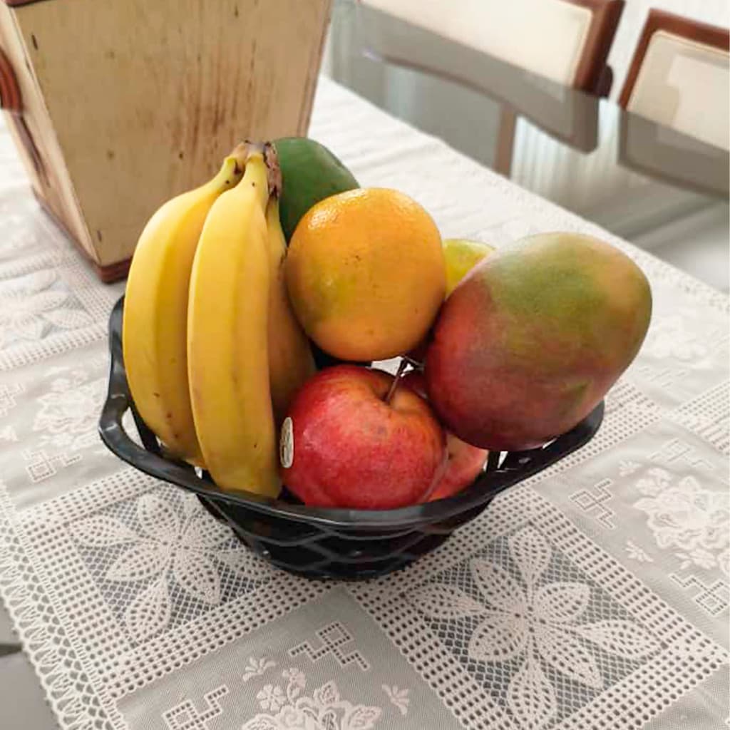 Jogo Cesto Fruteira Porta Ovos de Plastico Decorativa Vazada Moderno Diversas Cores Organizar Mesa Para Ovos Frutas Pães
