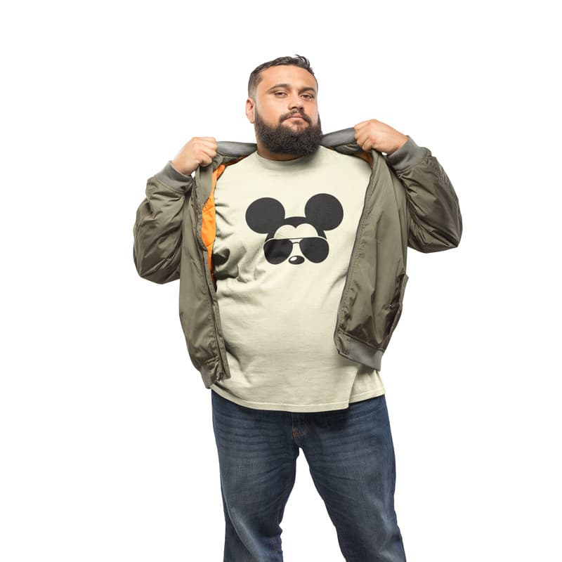 Camiseta Plus Size Básica Masculina Mickey Óculos de Sol