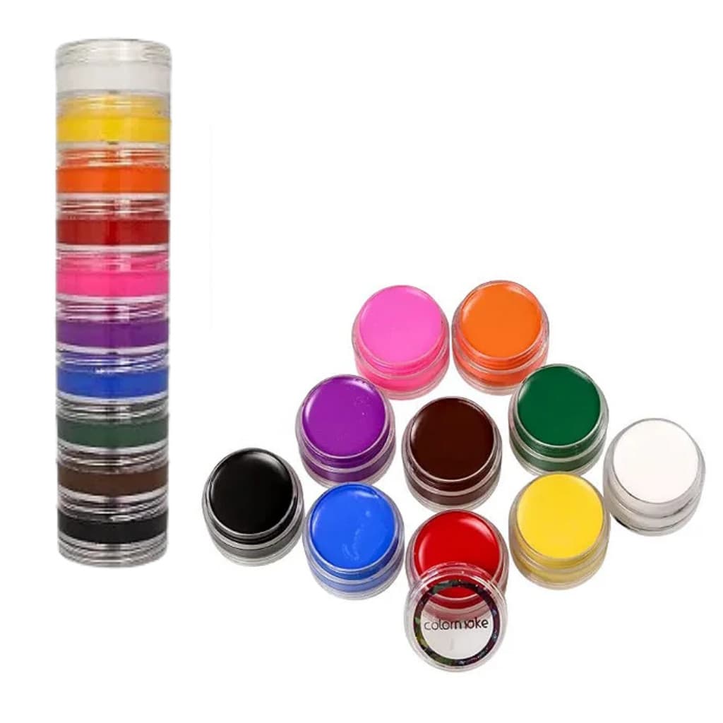 Kit Torre C/ 10 Unidades Tinta Cremosa Facial Colorida Palhaço Festa Carnaval Colormake