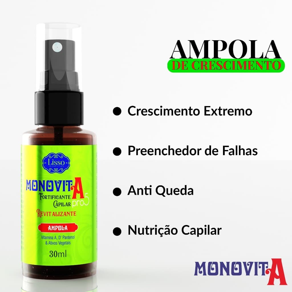 Ampola De Crescimento Capilar Monovit A Tônico Poderoso Para Shampoo