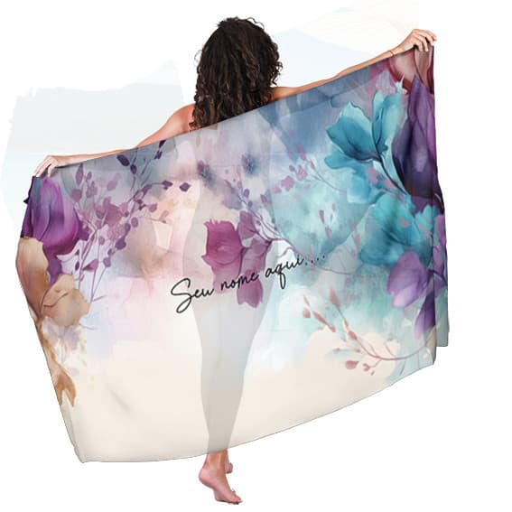 Canga Saida de Praia com nome personalizado 90x140cm