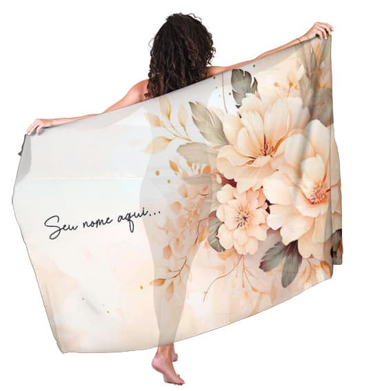 Canga Saida de Praia com nome personalizado 90x140cm