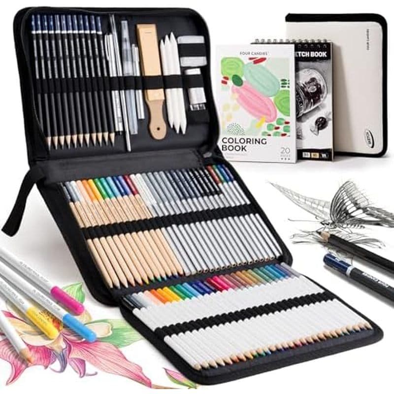 Kit De Desenho De Quatro Doces Com 87 Pacotes Para Presentes Artísticos , Materiais De Arte , Conjunto Lápis De Cor , Ca