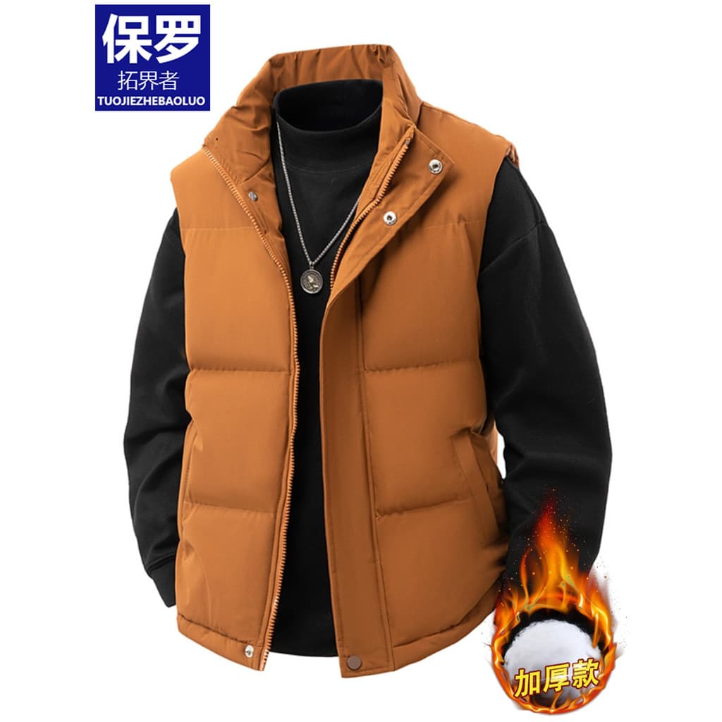 Paul 2025 outono inverno para baixo colete de algodão temporada masculina moda engrossado colete quente colete jaqueta t