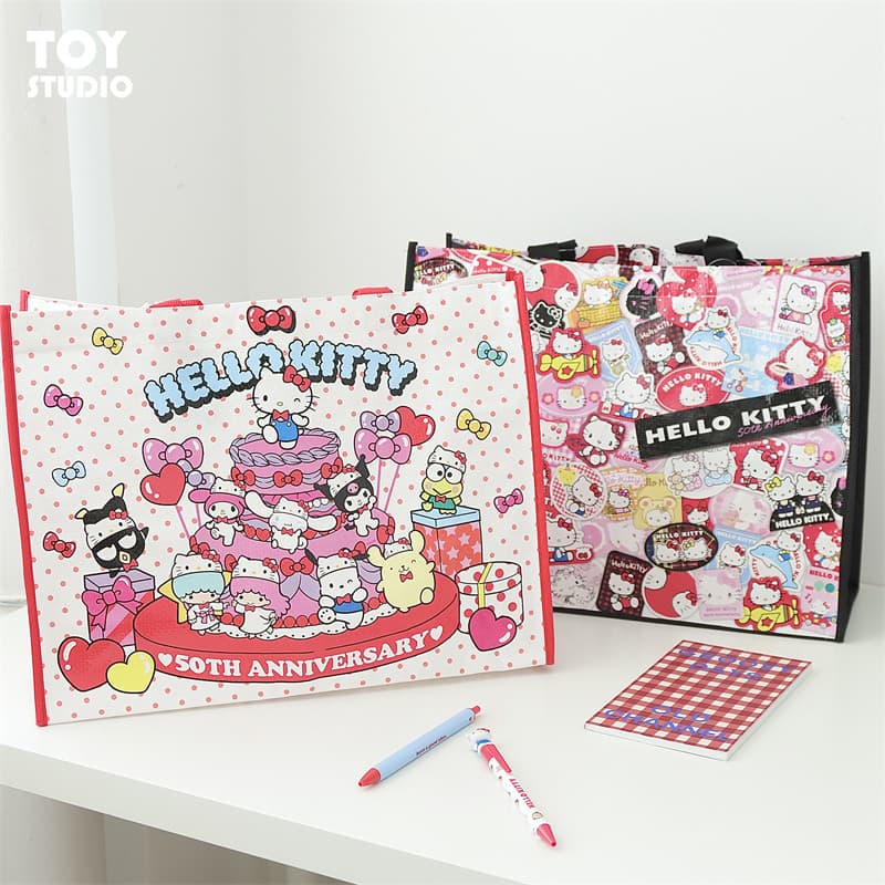 Japão Sanrio hello kitty Bolsa de compras Bolsa de tecido de grande capacidade Bolsa de ombro fofa de desenho animado