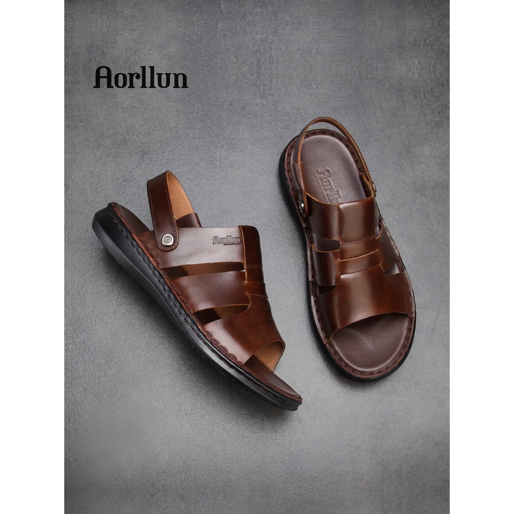 Sandálias De Couro Artesanal Masculinas De Couro Genuíno De Verão Sandálias Casuais Chinelos Desgaste Exterior High-End