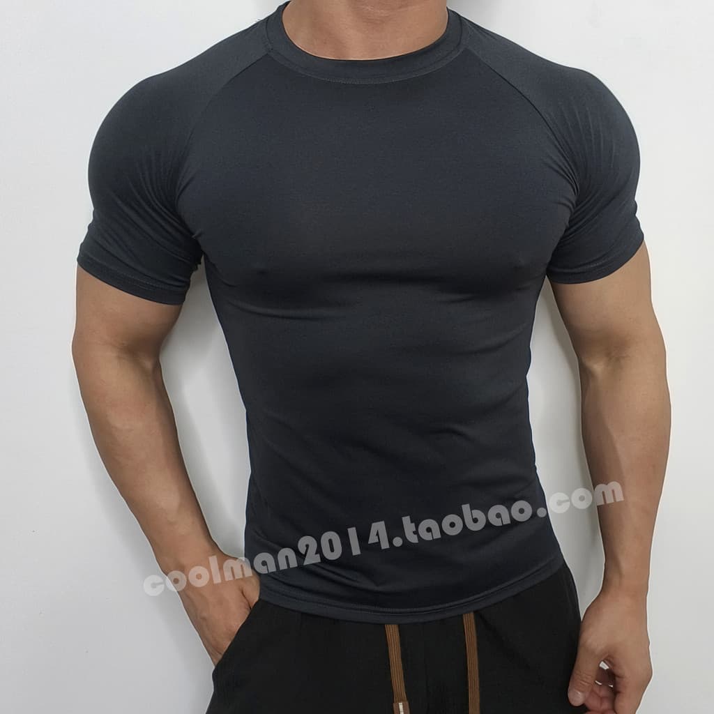 Roupas casuais de Fitness camiseta masculina elástica de secagem rápida apertado superior roupas de treinamento muscular