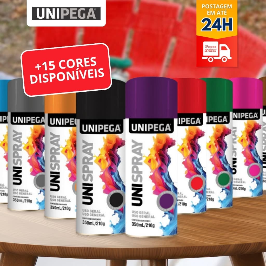 Tinta Spray Madeira Metal Automotivo Plástico Uso Geral 350ml Unipega